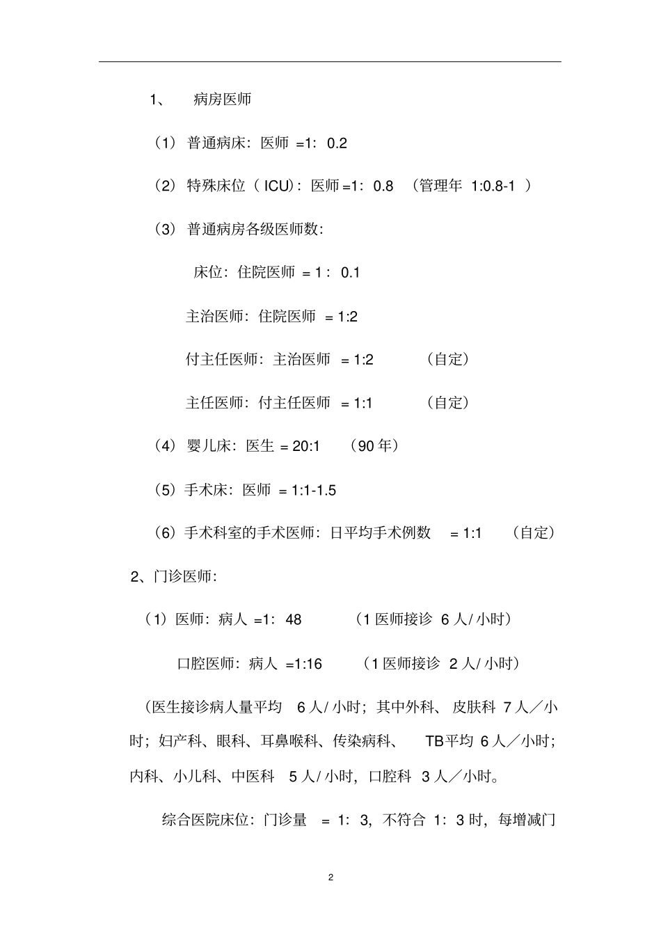医院岗位设置及人员编制标准汇总文档良心出品_第2页