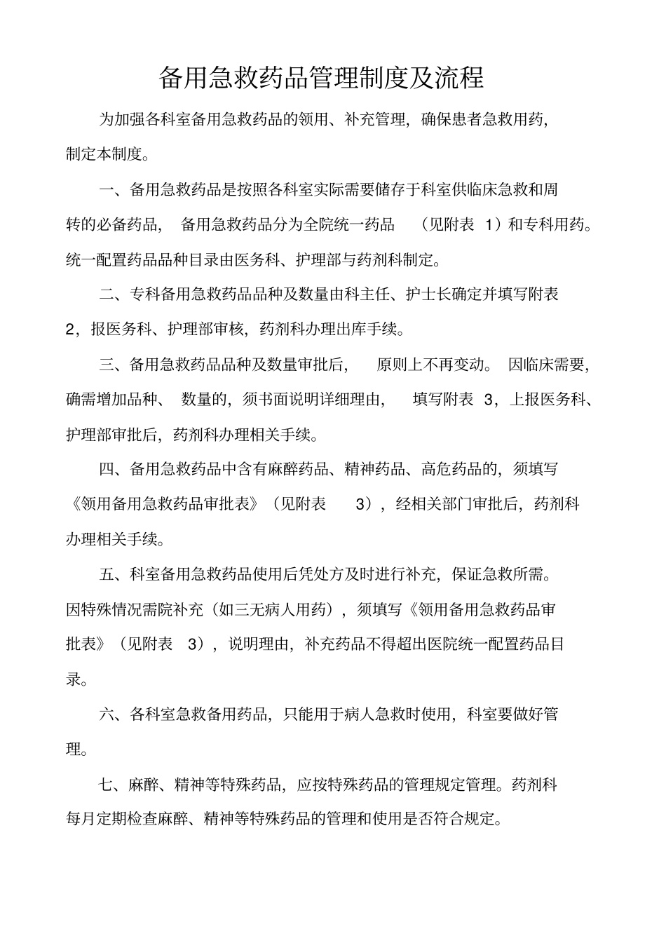 医院急救备用药品管理和使用制度_第1页