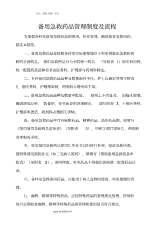 医院急救备用药品管理和使用制度汇编