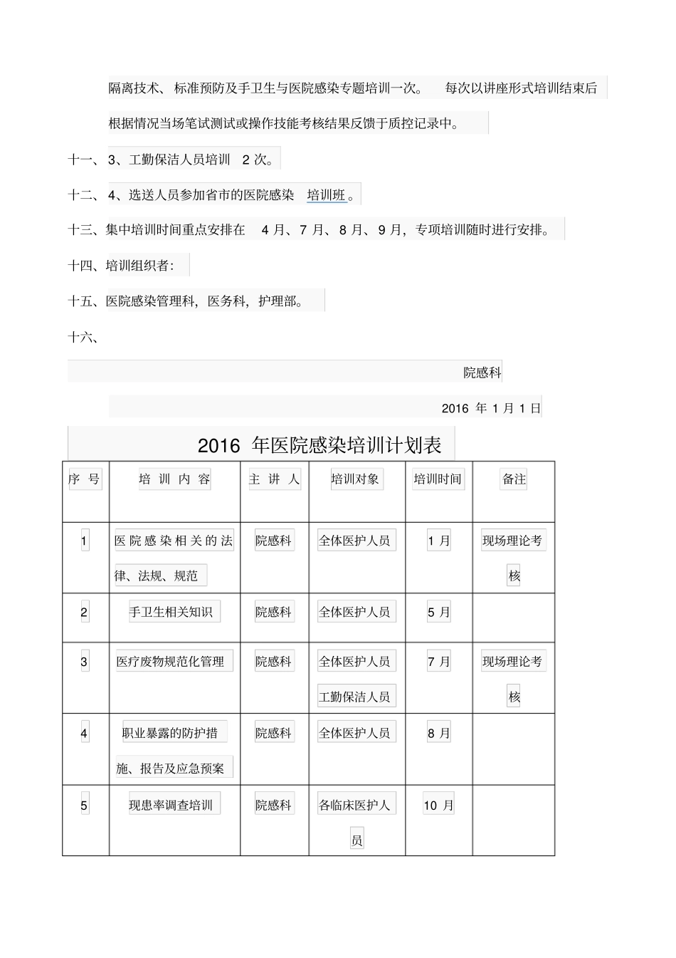 医院感染教育培训计划和方案_第2页