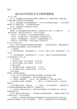 医院手术分级与管理制度