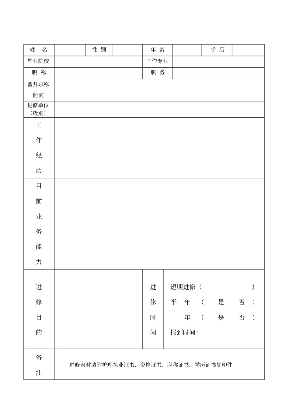 医院护理进修申请表_第3页