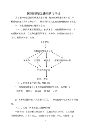 医院病历质量控制和评价