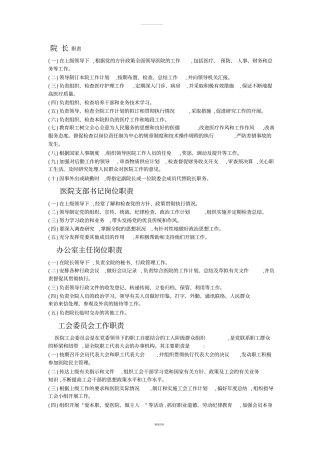 医院相关科室职责