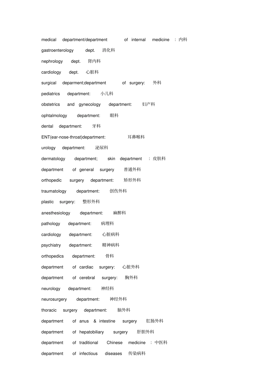 医院科室及眼科类的相关翻译_第1页