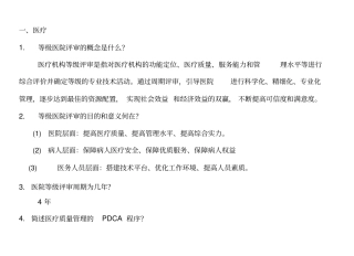 医院等级评审应知应会医疗部分