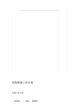 医院筹备工作计划