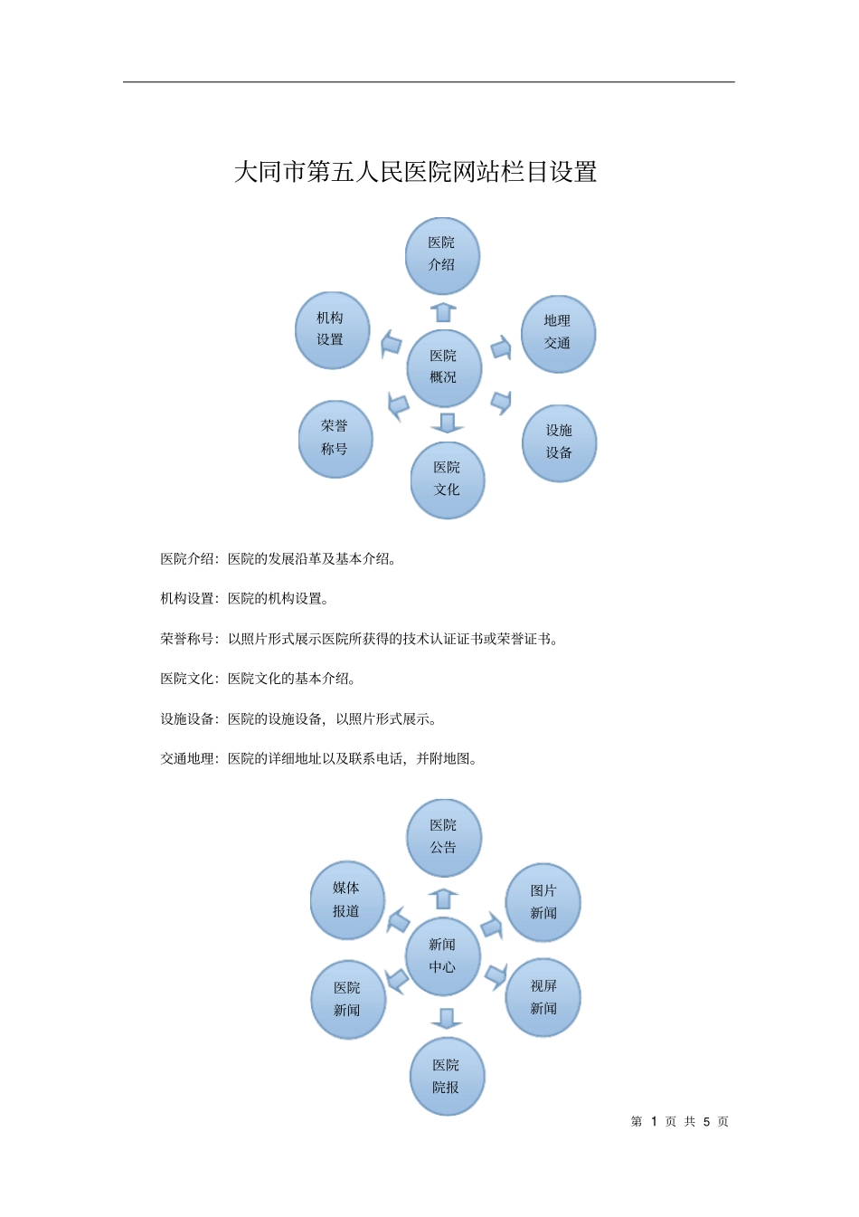 医院网站栏目设置说明_第1页