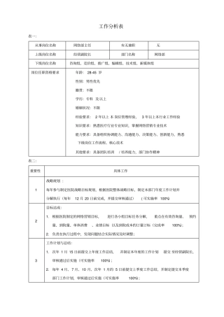 医院网络部主任工作分析表