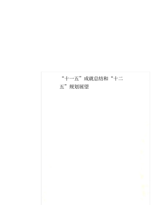 十一五成就总结和十二五规划展望