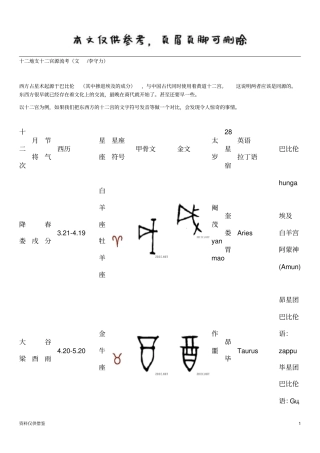 十二地支十二宫源流考借鉴材料