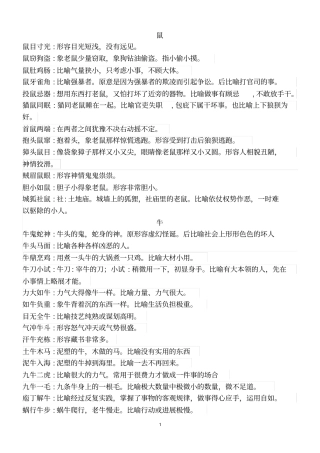 十二生肖成语汇总