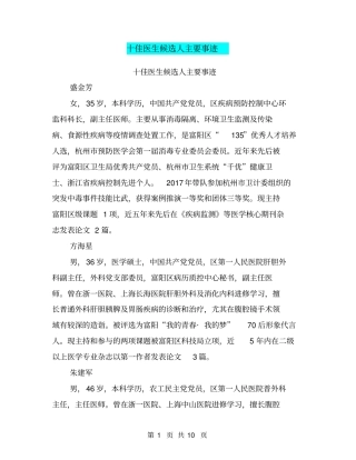 十佳医生候选人主要事迹【可编辑版】