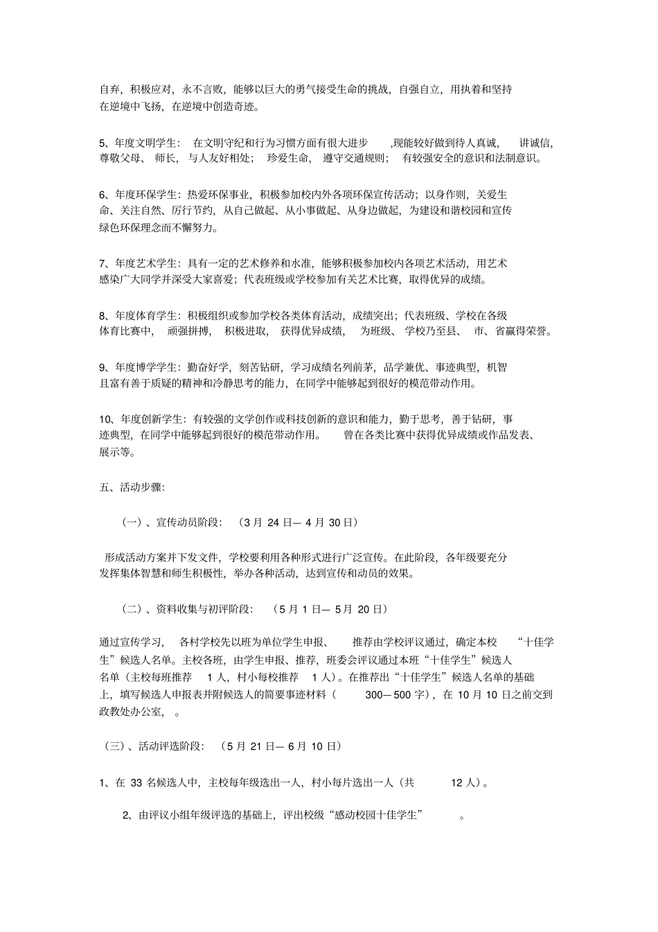 十佳学生评比方案_第2页