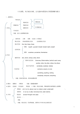 十大词性句子成分及基本句型讲解及练习附答案重点讲义资料