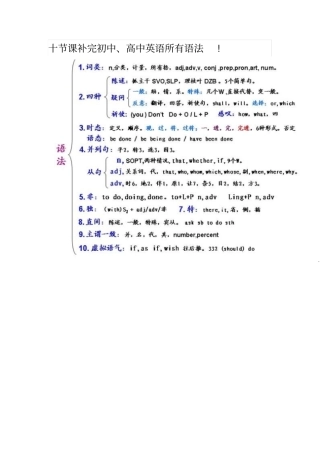 十节补完初中全国高中英语所有语法