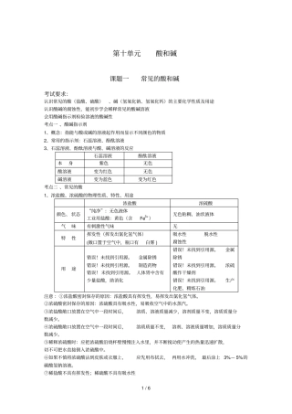 十酸和碱的知识点小结