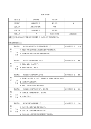 华东区域经理职务说明书