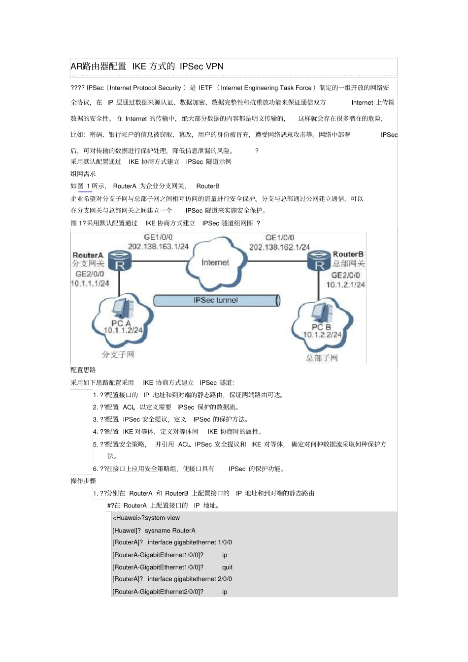 华为ipsecvpn配置_第1页