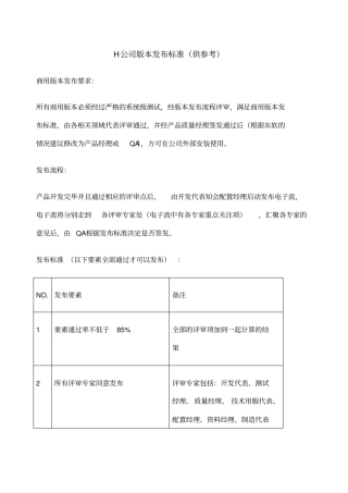 华为公司版本发布标准供参考
