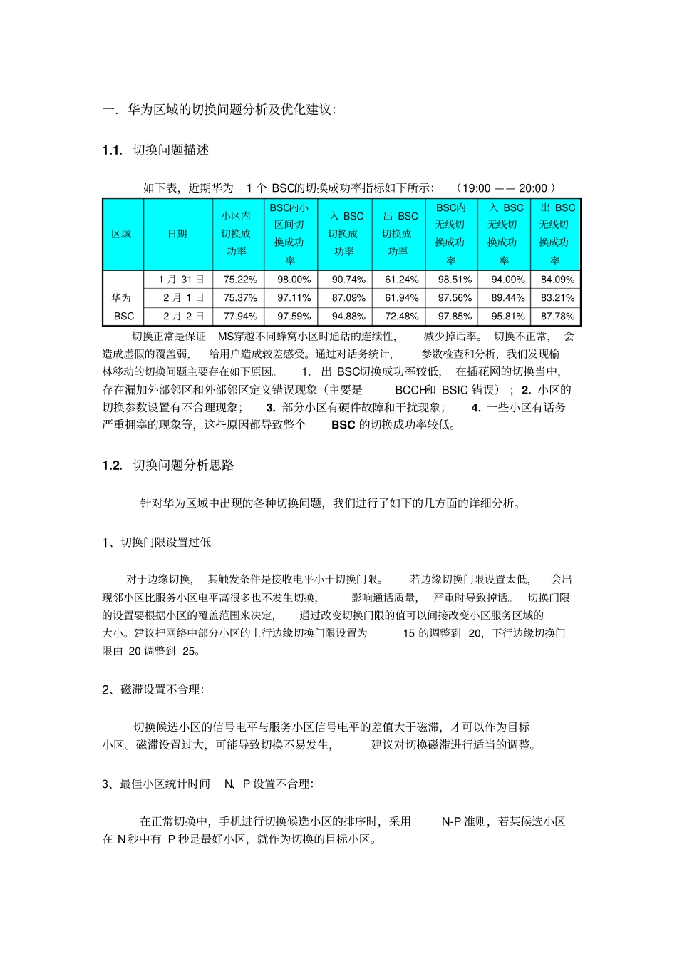 华为区域的切换问题和随机接入性问题0206讲解_第1页