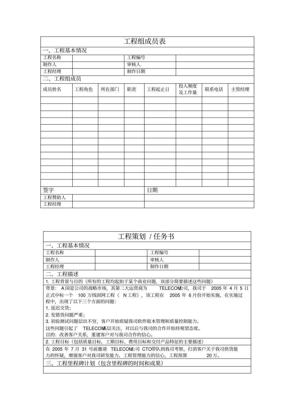 华为项目管理10大模板可直接套用-非常实用的项目管理模板_第1页