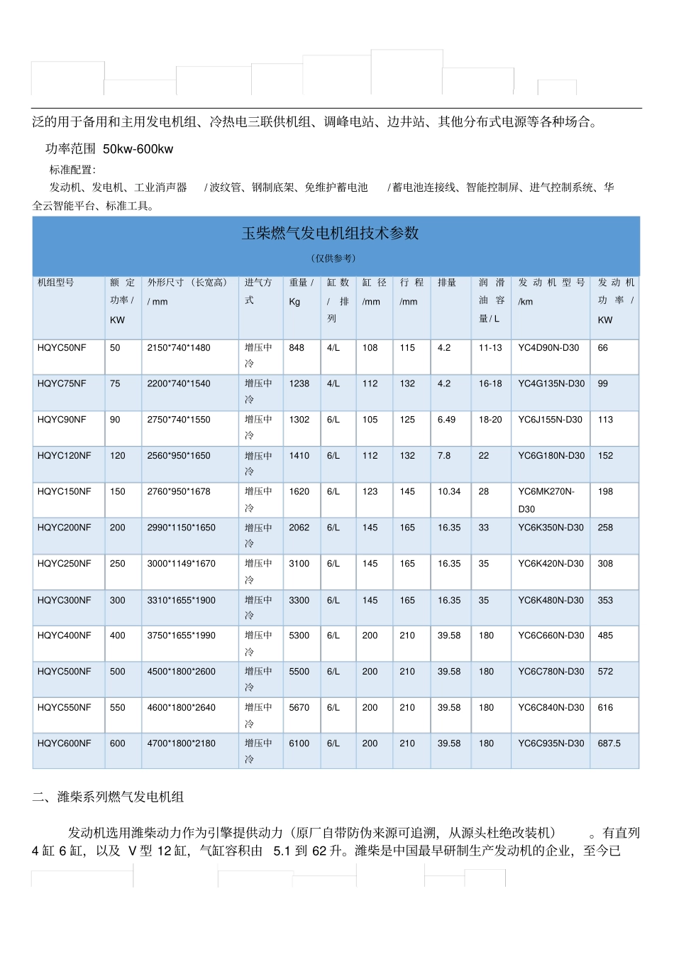 华全厂家燃气发电机组品牌及技术参数_第2页