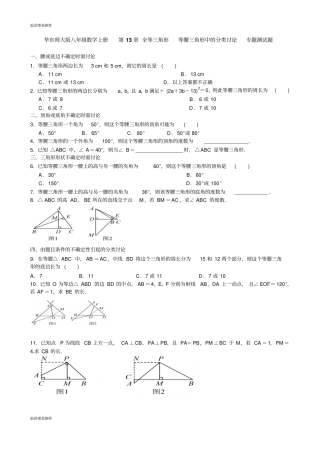 华师大版八年级数学上册全等三角形等腰三角形中的分类讨论专题测试题