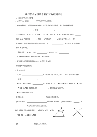 华师版八年级数学相似三角形测试卷
