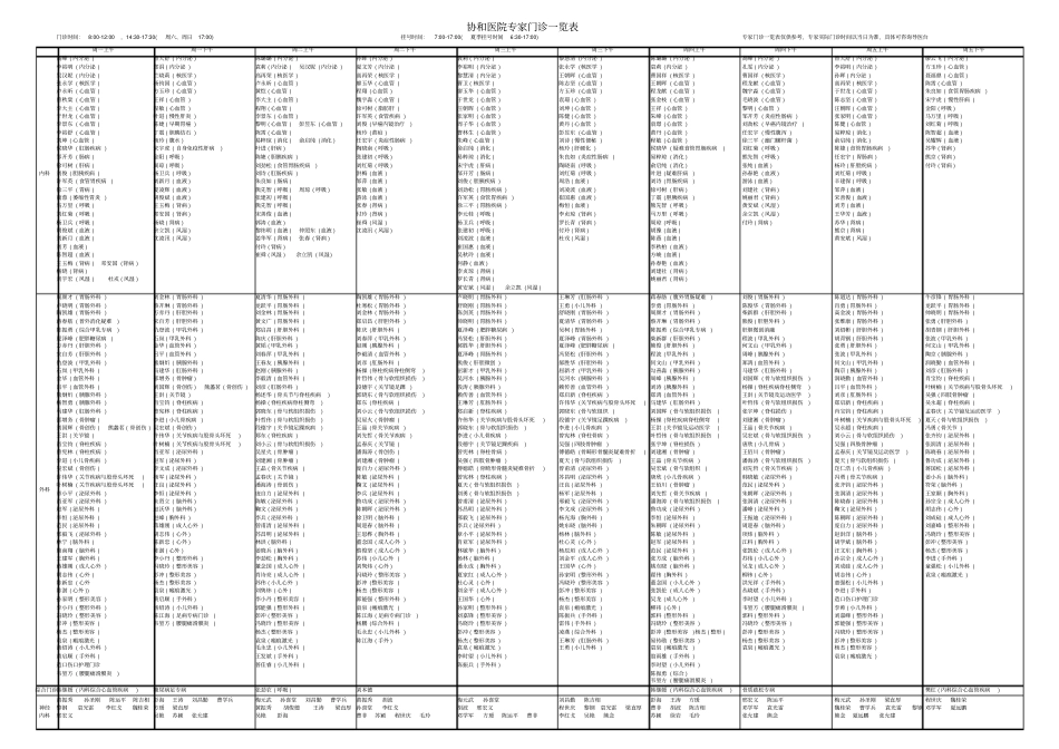 协和医院专家门诊一览表课程_第1页