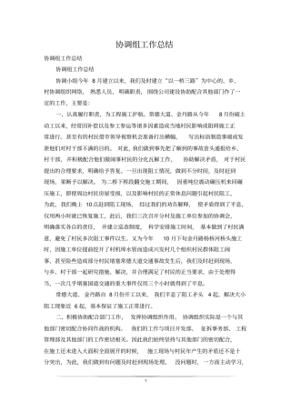 协调组工作总结