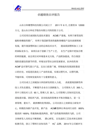 卓越绩效自评报告