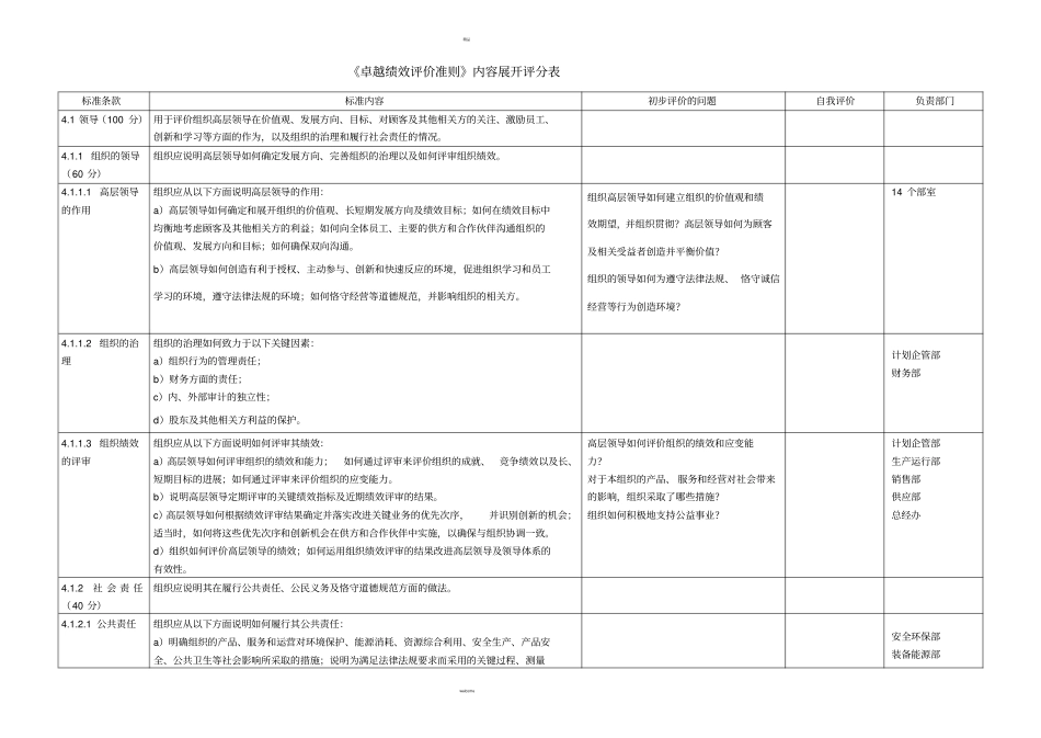 卓越绩效评价准则内容展开评分表_第1页
