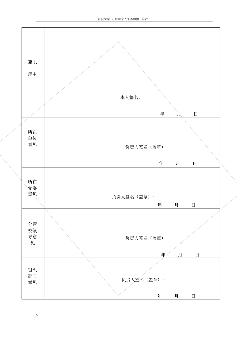 南京大学处级领导干部兼职审批表_第2页