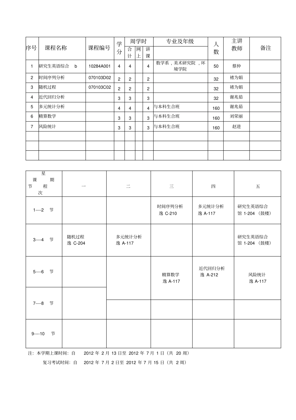 南京大学数学系研究生课表_第3页