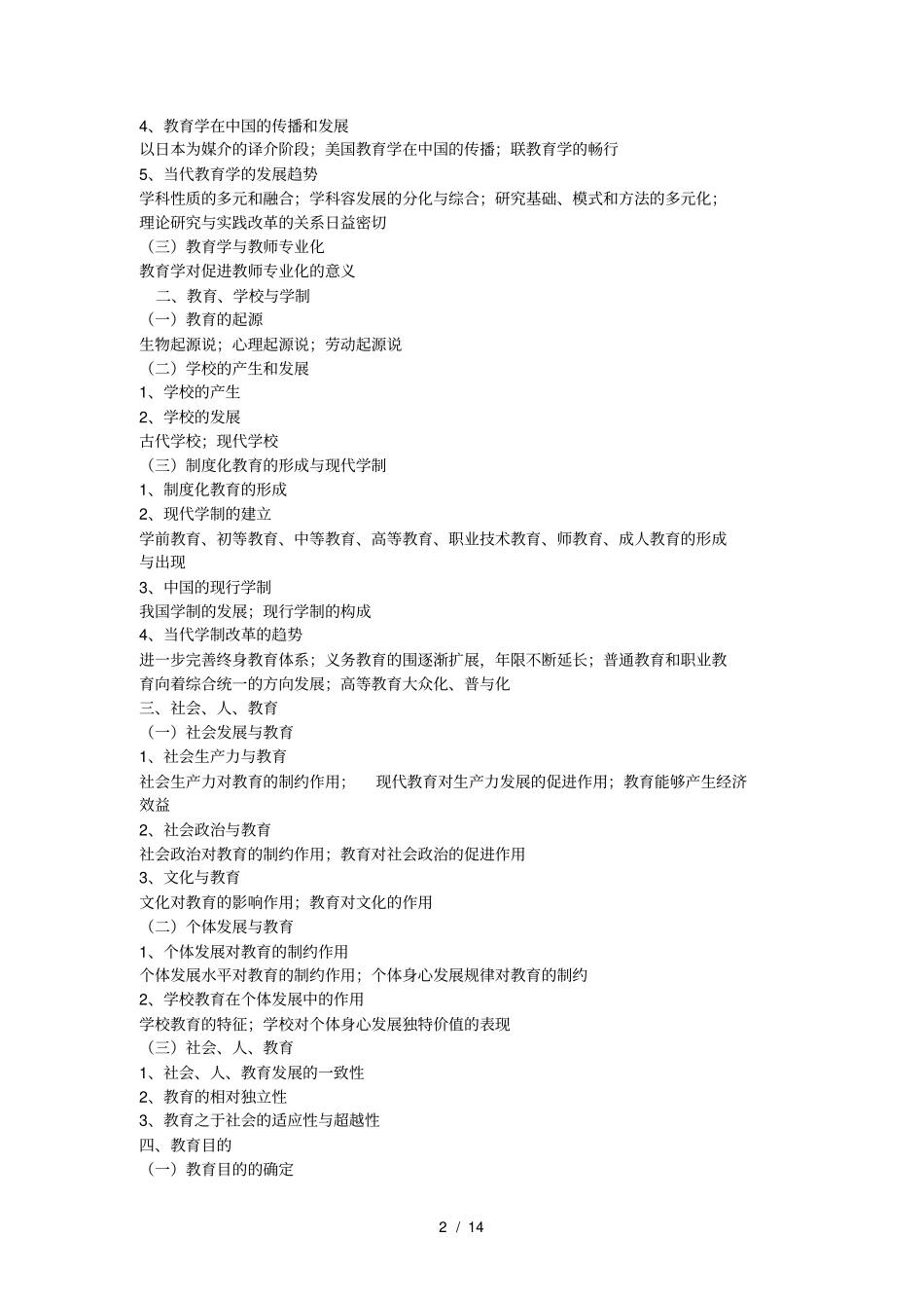 南京师范大学333教育学综合考试大纲_第2页