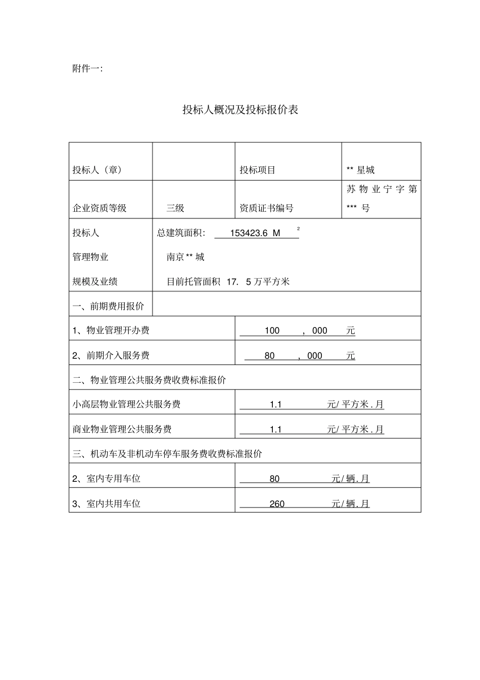 南京星城住宅小区前期物业管理服务投标书_第3页