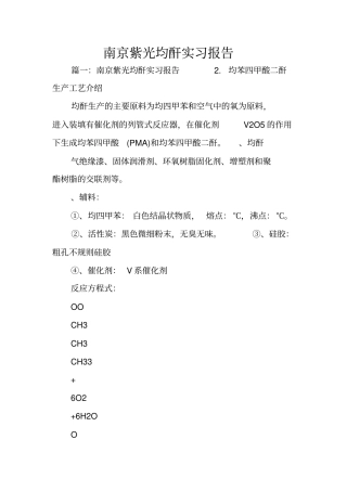 南京紫光均酐实习报告