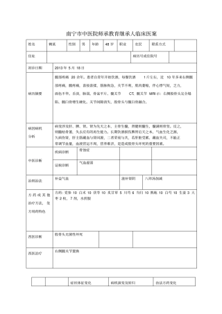 南宁中医院师承教育继承人临床医案