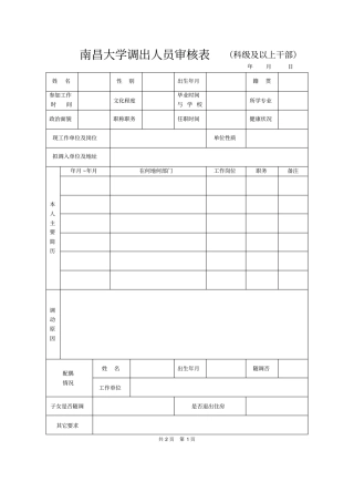 南昌大学调出人员审核表