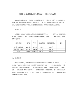 南通大学超融合数据中心一期技术方案