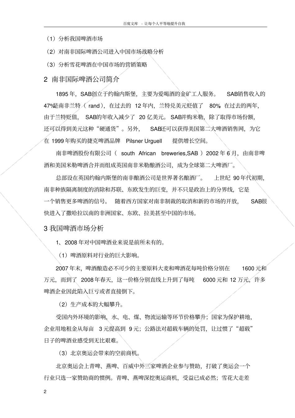 南非啤酒分析报告_第2页