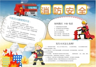 卡通消防安全电子手抄报模板模板
