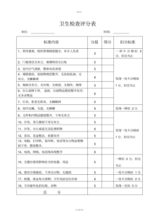 卫生检查评分表