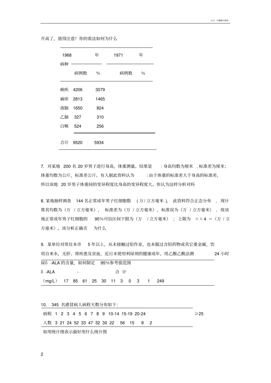 卫生统计学简答、分析、计算题_第2页