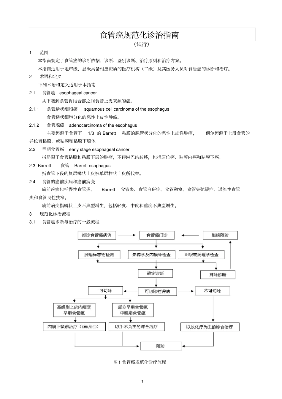 卫生部、级医院常见肿瘤规范化诊疗指导食管癌_第1页