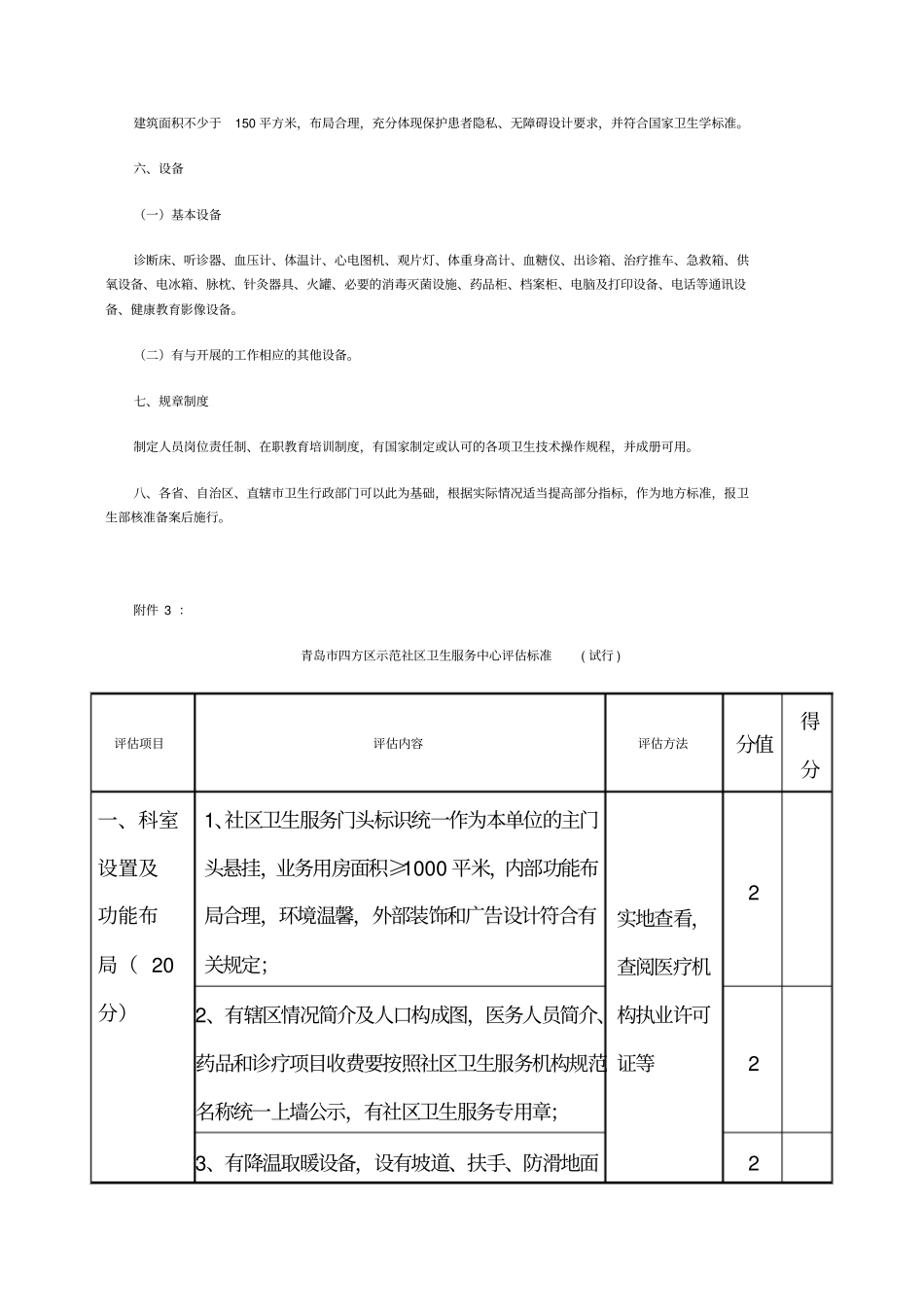 卫生部城社区卫生服务中心基本标准_第3页