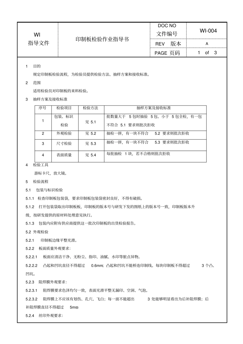 印制板检验作业指导书_第1页
