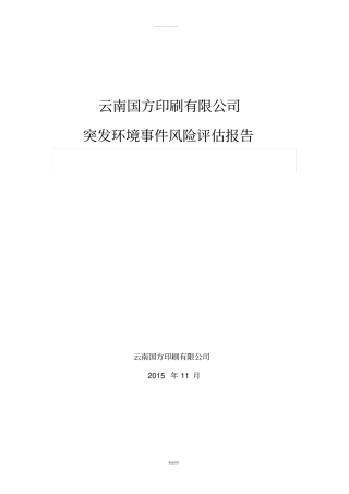印刷厂环境风险评价报告