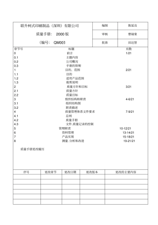 印刷行业质量手册分析